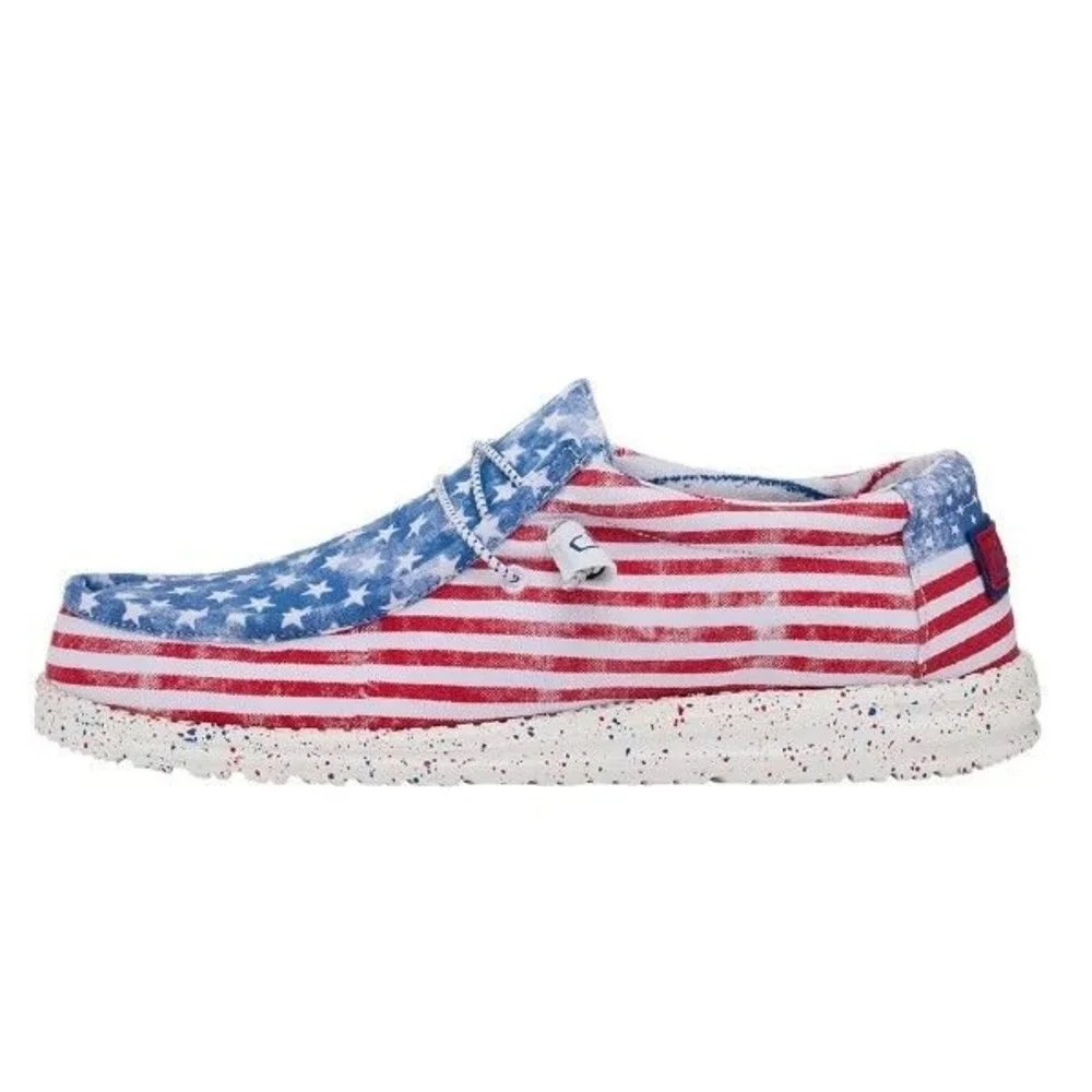 Hey Dude Wally Patriotic Stars And Stripes Mens 9 Shoes Blue Red White 40001-9C8
